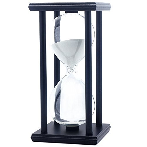 60 Minutes Simple Black Flame with White Purple Sand Hourglass Four Square Wooden Hourglass 1hour Sand Timer Room Decoration S