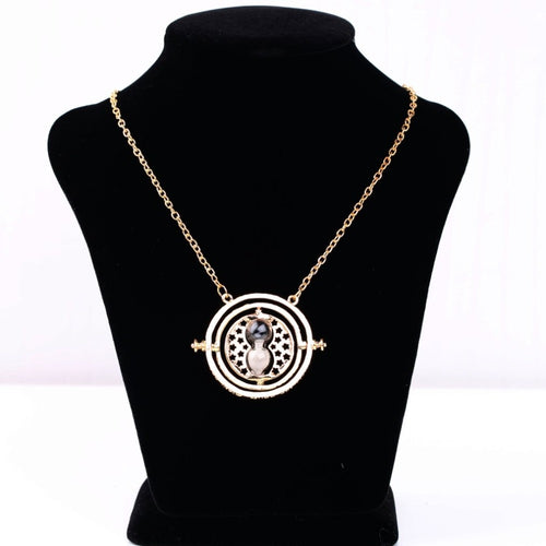 Time Turner Necklace Rotating Spins Gold Hourglass Pendant Vintage Round