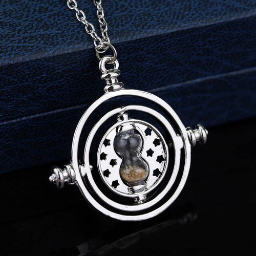 RJ 20Pcs/Lot Fashion Movie HP Time Hour Hourglass Pendant Necklaces Gold Silver Sand Glass Necklace Lady Girl Best Gift Kolye