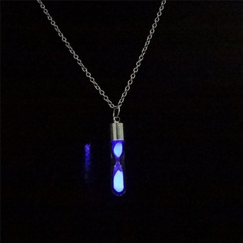 New Design Hourglass Crystal Drift Bottle Pendant Necklace Creative Luminous In The Dark Wishing Bottle Necklace Jewelry