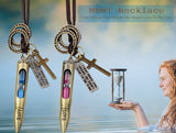 MNWT Mini Hourglass Cross Pendant Leather Necklace Bible Book/Whistle /Bullet/Aircraft/Love/Pistol Women Men Retro Jewelry