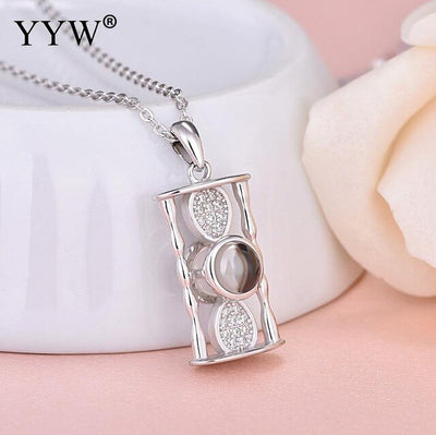 Hourglass shaped 100 Language I Love You Necklace Couple Wedding Promise Infinity Eternity Love Jewelry Women Men Love Necklaces
