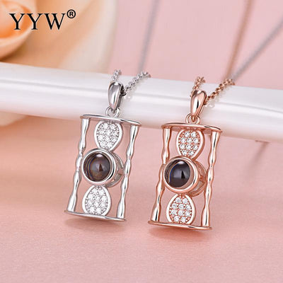 Hourglass shaped 100 Language I Love You Necklace Couple Wedding Promise Infinity Eternity Love Jewelry Women Men Love Necklaces