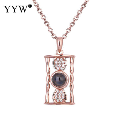 Hourglass shaped 100 Language I Love You Necklace Couple Wedding Promise Infinity Eternity Love Jewelry Women Men Love Necklaces