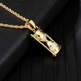US7 Micro Paved Crystal Hourglass Pendants Necklaces Copper Shiny Iced Out Rapper Necklace Hip Hop Tennis Chain Men Jewelry