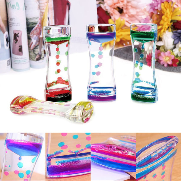 Creative Double Color Floating Liquid Oil Acrylic Hourglass Liquid Visual Movement Hourglass Timer Home Decoration