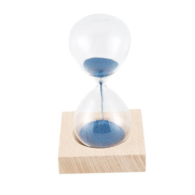 wood + glass + iron powder sand iron flowering magnetic hourglass with packaging hourglass 13.5 * 5.5cm wooden seat 8 * 8 * 2c