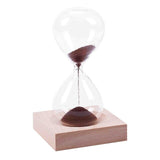 wood + glass + iron powder sand iron flowering magnetic hourglass with packaging hourglass 13.5 * 5.5cm wooden seat 8 * 8 * 2c