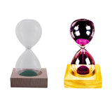 2Pcs Green / Pink Wood + Glass + Iron Powder Sand Iron Flowering Magnetic Hourglass with Packaging Hourglass 13.5 x 5.5cm Wooden