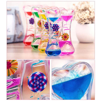 2019 Creative Double Heart Liquid Motion Bubble Drip Oil Hourglass Timer Clock Kids Toy Gift Home Decoration