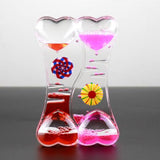 2019 Creative Double Heart Liquid Motion Bubble Drip Oil Hourglass Timer Clock Kids Toy Gift Home Decoration