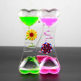 2019 Creative Double Heart Liquid Motion Bubble Drip Oil Hourglass Timer Clock Kids Toy Gift Home Decoration