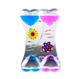 2019 Creative Double Heart Liquid Motion Bubble Drip Oil Hourglass Timer Clock Kids Toy Gift Home Decoration
