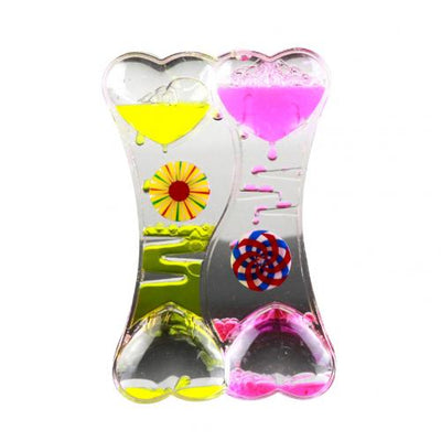 2019 Creative Double Heart Liquid Motion Bubble Drip Oil Hourglass Timer Clock Kids Toy Gift Home Decoration