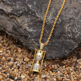 Mens Personalized Hourglass necklace Bling Iced out CZ mosaic Pendant Gold Silver Twisted Rope chain Women Hip Hop Jewelry Gift