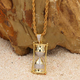 Mens Personalized Hourglass necklace Bling Iced out CZ mosaic Pendant Gold Silver Twisted Rope chain Women Hip Hop Jewelry Gift