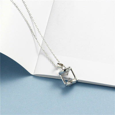 Flyleaf 925 Sterling Silver Hourglass Cubic Zirconia Necklace Women Fashion Chain Fine Jewelry Simple Necklaces & Pendants