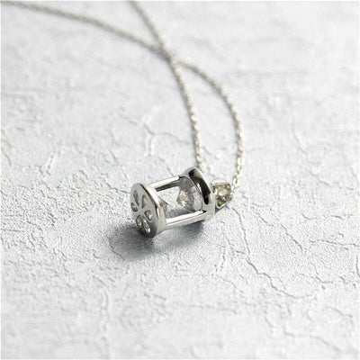 Flyleaf 925 Sterling Silver Hourglass Cubic Zirconia Necklace Women Fashion Chain Fine Jewelry Simple Necklaces & Pendants