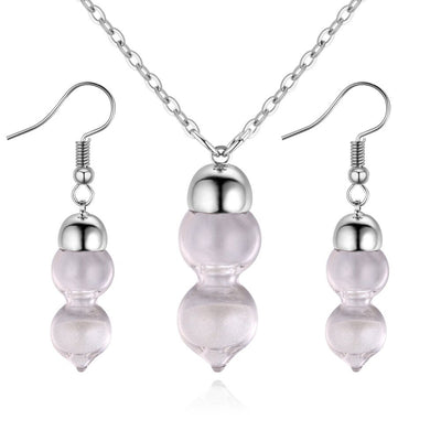 TSHOU87  Hourglass jewelry set creative fashion gourd quicksand necklace earrings two set