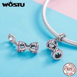 WOSTU Authentic 925 Sterling Silver Memory Of Hourglass Dangle Charms Fit Bracelet & Necklace Pendant Lovely Jewelry Gift DXC943
