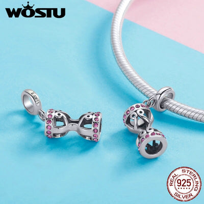 WOSTU Authentic 925 Sterling Silver Memory Of Hourglass Dangle Charms Fit Bracelet & Necklace Pendant Lovely Jewelry Gift DXC943