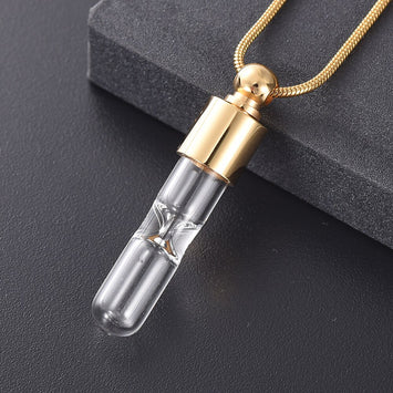 Timeless Hourglass Charm Cremation Urn Ash Holder Pendant Necklace - Stainless Steel Keepsake Memorial Jewelry
