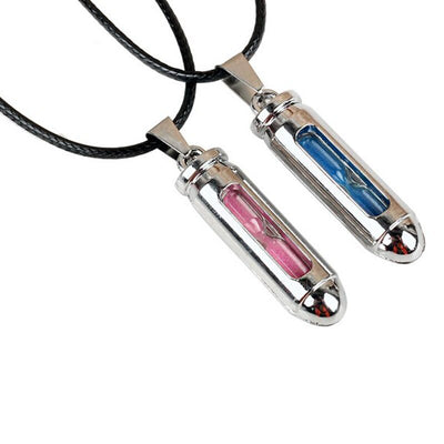 Fashion hourglass sandy clock sandglass titanium steel bullet charm necklace pendant jewelry creative Valentine's Day Gift 2x