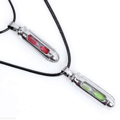 Fashion hourglass sandy clock sandglass titanium steel bullet charm necklace pendant jewelry creative Valentine's Day Gift 2x