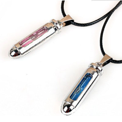 Fashion hourglass sandy clock sandglass titanium steel bullet charm necklace pendant jewelry creative Valentine's Day Gift 2x