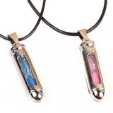 Fashion hourglass sandy clock sandglass titanium steel bullet charm necklace pendant jewelry creative Valentine's Day Gift 2x