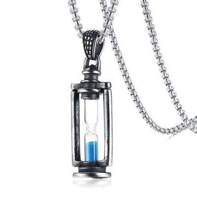 Stainless Steel Men Necklaces Chain Pendants Time Hourglass Punk Hip Hop for Male Boyfriend Fashion Jewelry Creativity Gift