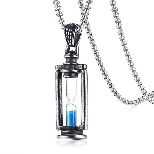 Stainless Steel Men Necklaces Chain Pendants Time Hourglass Punk Hip Hop for Male Boyfriend Fashion Jewelry Creativity Gift