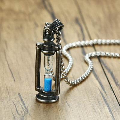 Stainless Steel Men Necklaces Chain Pendants Time Hourglass Punk Hip Hop for Male Boyfriend Fashion Jewelry Creativity Gift
