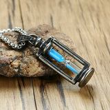 Stainless Steel Men Necklaces Chain Pendants Time Hourglass Punk Hip Hop for Male Boyfriend Fashion Jewelry Creativity Gift
