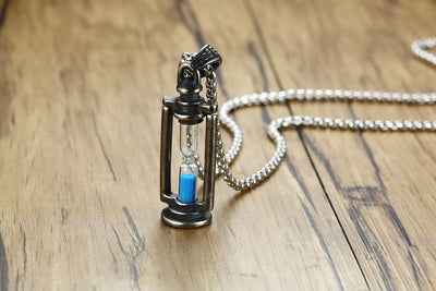 Stainless Steel Men Necklaces Chain Pendants Time Hourglass Punk Hip Hop for Male Boyfriend Fashion Jewelry Creativity Gift