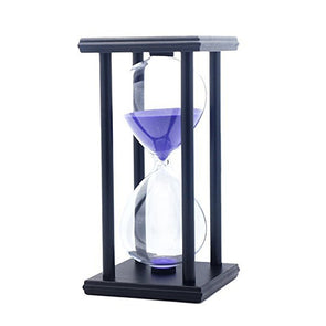 60 Minutes Simple Black Flame with White Purple Sand Hourglass Four Square Wooden Hourglass 1hour Sand Timer Room Decoration S