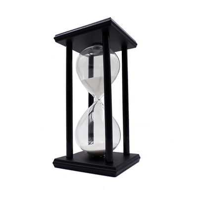 60 Minutes Simple Black Flame with White Purple Sand Hourglass Four Square Wooden Hourglass 1hour Sand Timer Room Decoration S