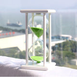 60 Minutes Simple Black Flame with White Purple Sand Hourglass Four Square Wooden Hourglass 1hour Sand Timer Room Decoration S
