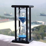 60 Minutes Simple Black Flame with White Purple Sand Hourglass Four Square Wooden Hourglass 1hour Sand Timer Room Decoration S