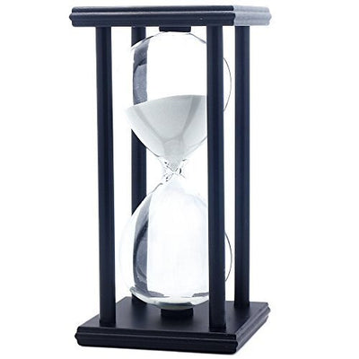 60 Minutes Simple Black Flame with White Purple Sand Hourglass Four Square Wooden Hourglass 1hour Sand Timer Room Decoration S