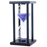 60 Minutes Simple Black Flame with White Purple Sand Hourglass Four Square Wooden Hourglass 1hour Sand Timer Room Decoration S