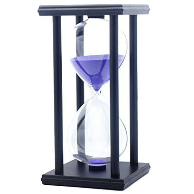 60 Minutes Simple Black Flame with White Purple Sand Hourglass Four Square Wooden Hourglass 1hour Sand Timer Room Decoration S