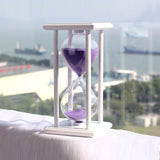60 Minutes Simple Black Flame with White Purple Sand Hourglass Four Square Wooden Hourglass 1hour Sand Timer Room Decoration S