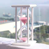 60 Minutes Simple Black Flame with White Purple Sand Hourglass Four Square Wooden Hourglass 1hour Sand Timer Room Decoration S