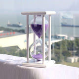 60 Minutes Simple Black Flame with White Purple Sand Hourglass Four Square Wooden Hourglass 1hour Sand Timer Room Decoration S