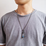 Kemstone Retro Creatived Blue Hourglass Stainless Steel Men Pendant Necklace Jewelry Gift