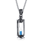 Kemstone Retro Creatived Blue Hourglass Stainless Steel Men Pendant Necklace Jewelry Gift