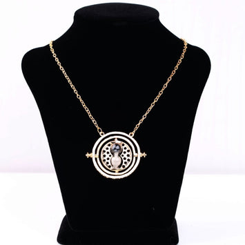 Time Turner Necklace Rotating Spins Gold Hourglass Pendant Vintage Round
