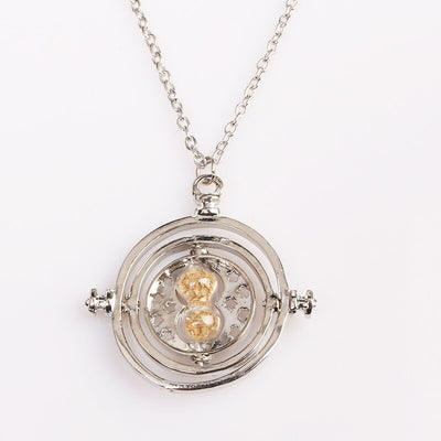 RJ 20Pcs/Lot Fashion Movie HP Time Hour Hourglass Pendant Necklaces Gold Silver Sand Glass Necklace Lady Girl Best Gift Kolye