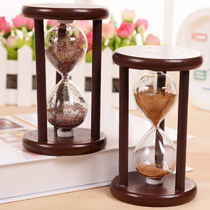 DIY Vintage Hourglass Crafts Antique Style Sand Clock Calculagraph Brushing Make Tea Garden Ornaments Wood Saat Timer  7x7x12CM